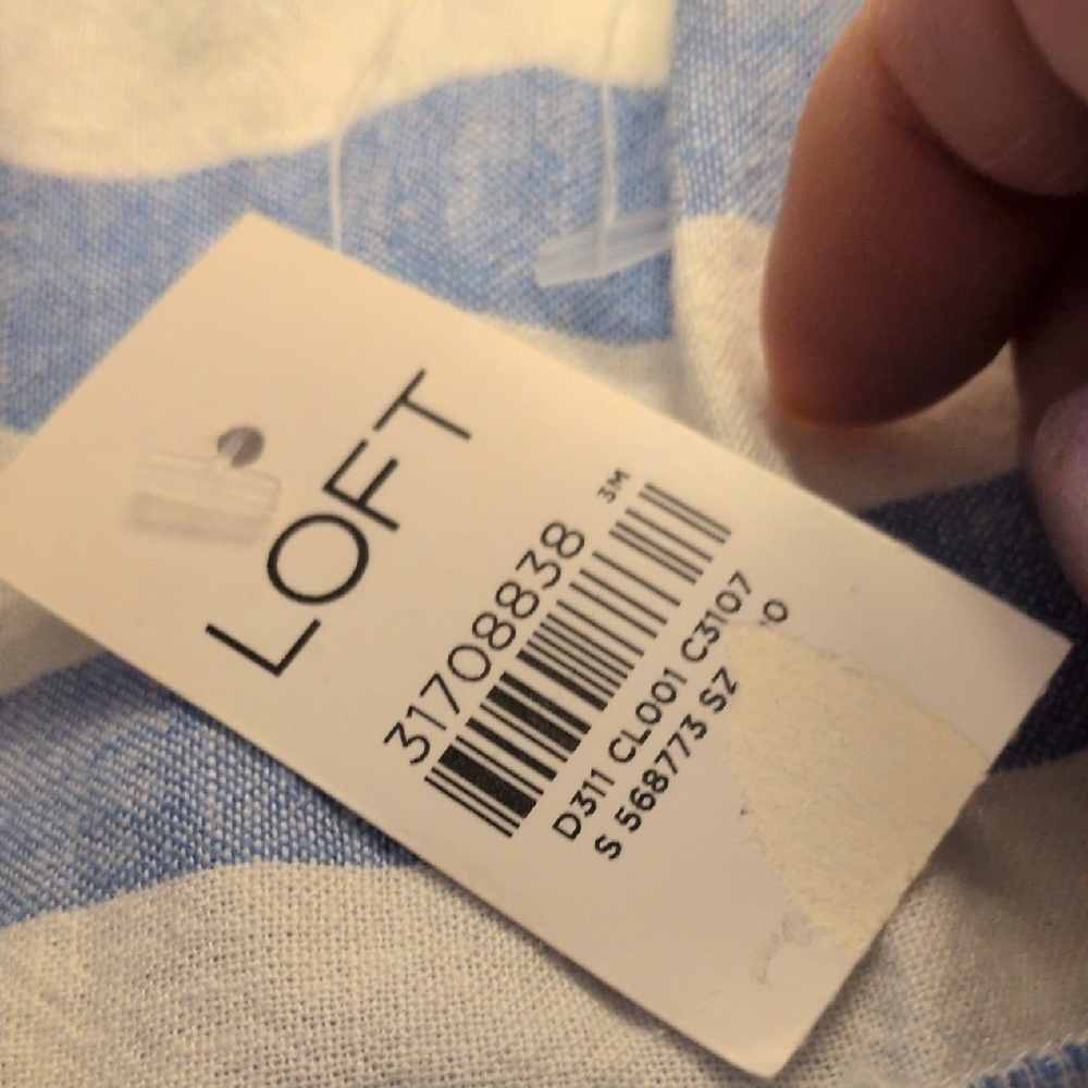 LOFT Blue and White Striped Summer Flowy Tank ( Linen And Viscose) - Picture 9 of 12